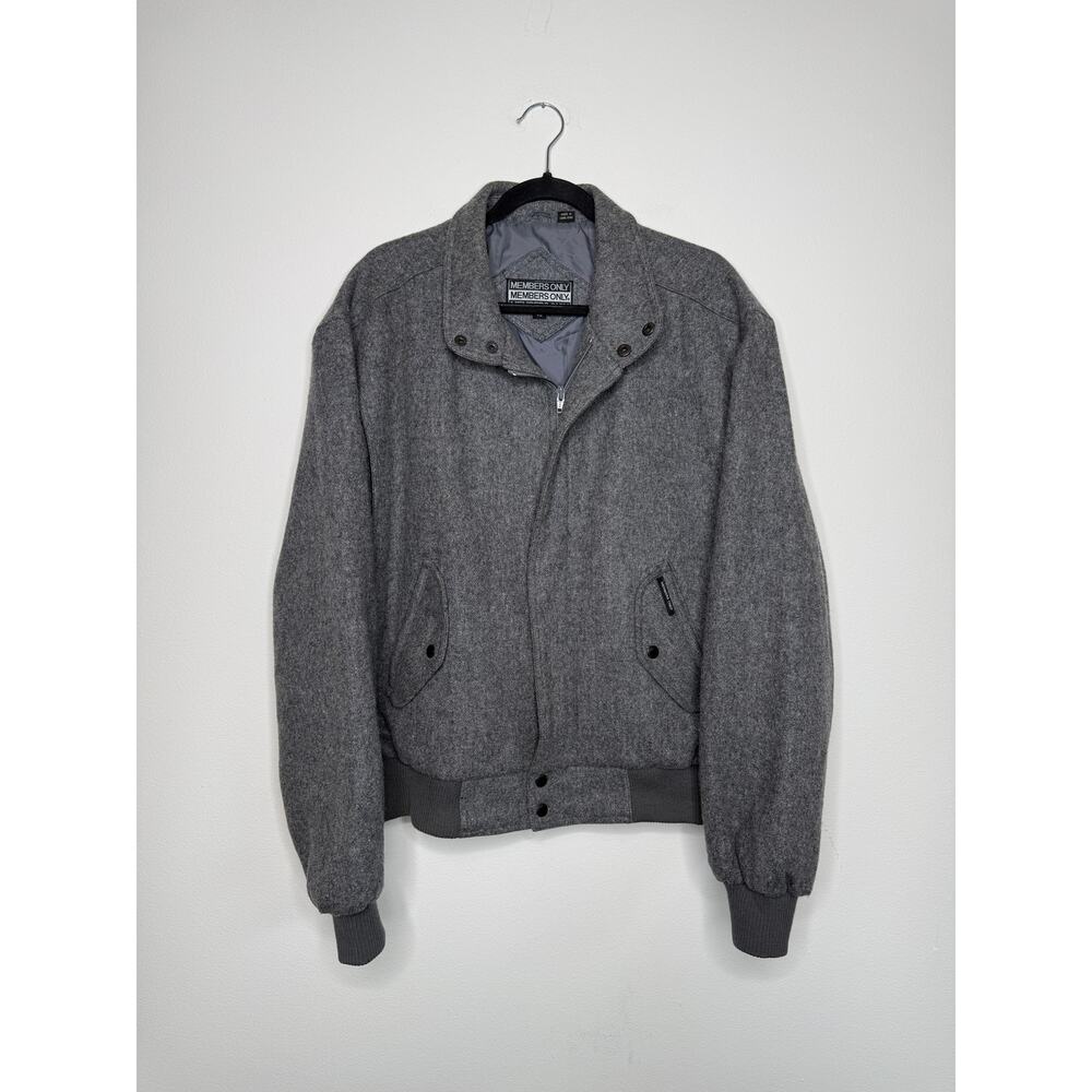 Vintage Members Only Wool Bomber Jacket Gray Racer Made in Hong Kong